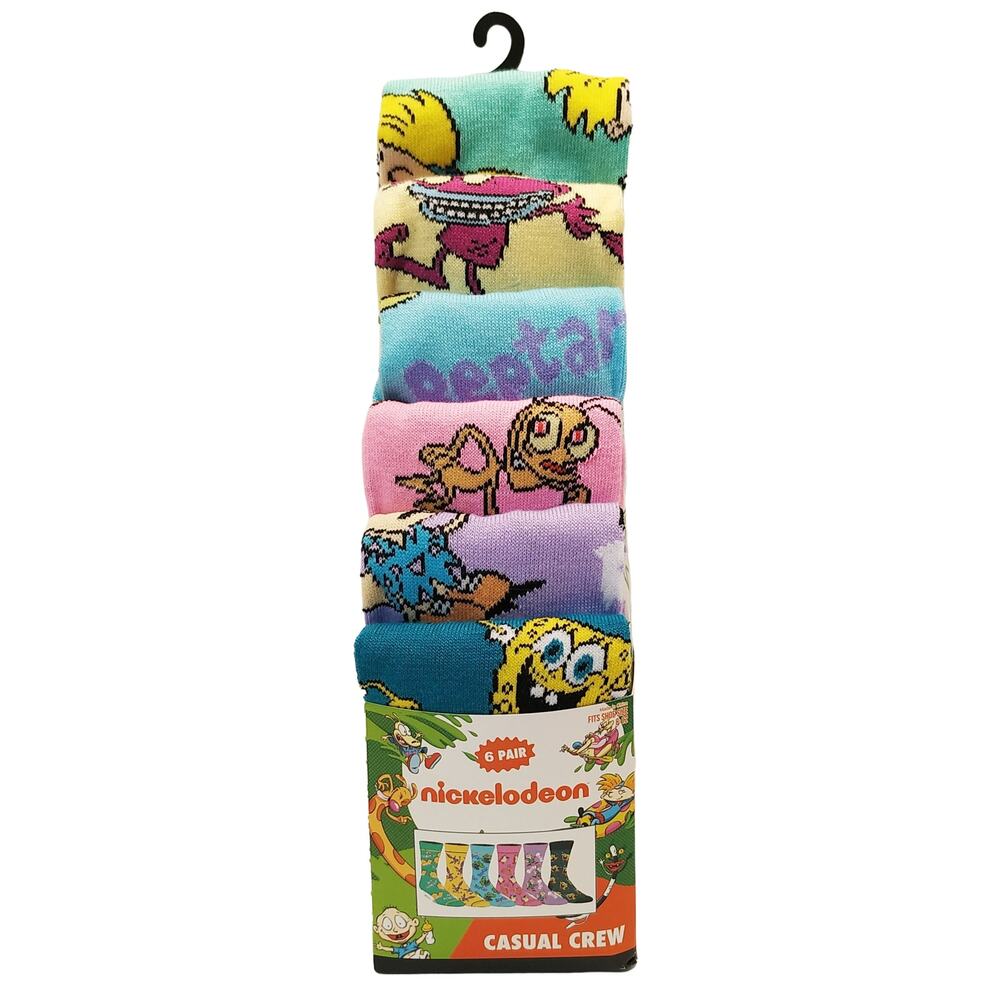 Nickelodeon Casual Crew Socks-6 Pairs